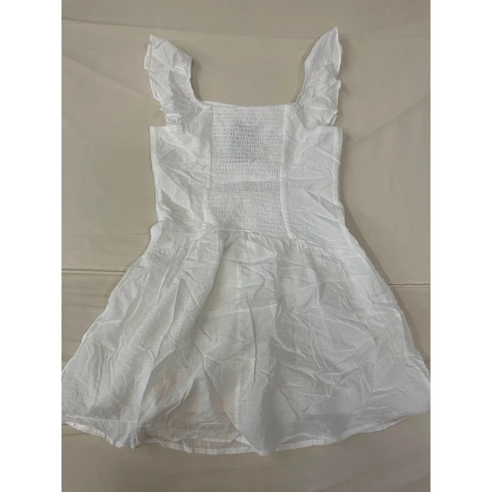 Girls White Smocked Ruffle Sleeve Dress XXL 16/18 NWT